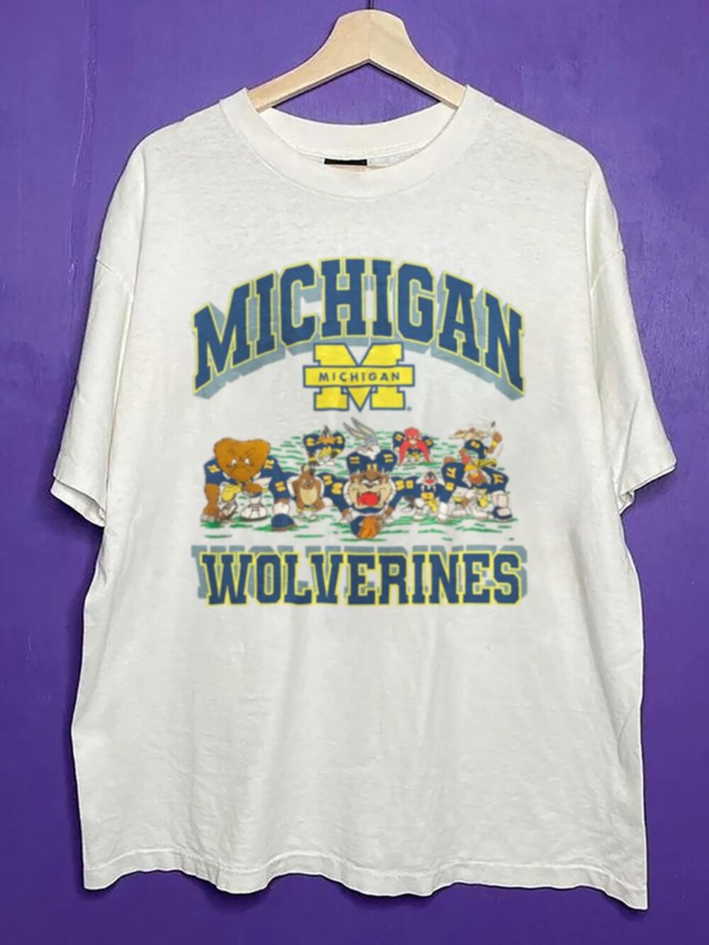 Vintage NCAA Michigan Wolverines Looney Tunes T Shirt, Retro Wolverines Shirt